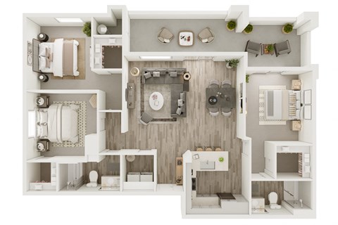 a1 floor plan  2 bedroom with 2 baths  1192 square feet